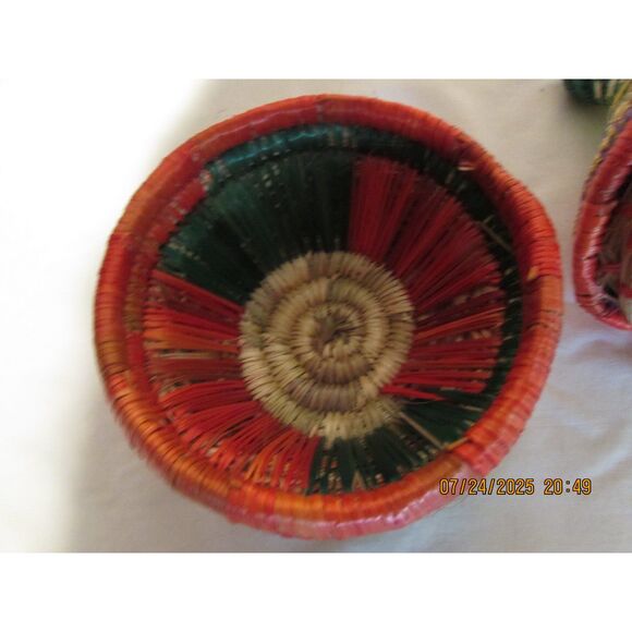 Woven wicker basket jar with lid multicolored art basket storage - Picture 9 of 10